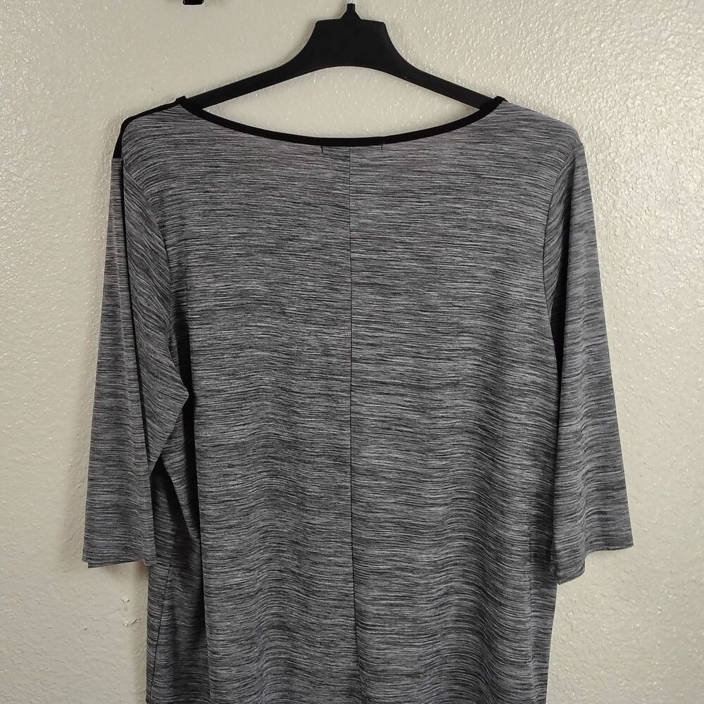 Suzie in the City Womens 2X Top Gray Space Dye Studded Embellished 3/4 Sleeve - Picture 6 of 7